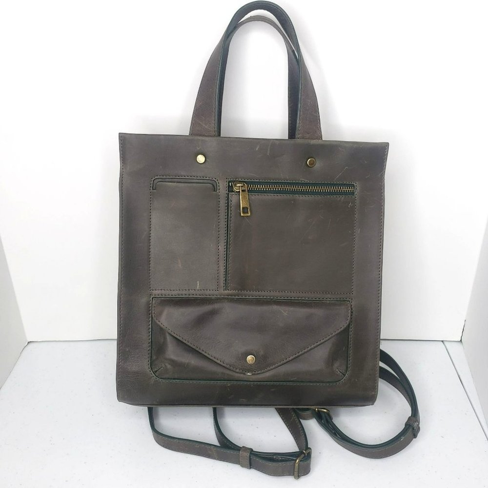 Tommy Bahama Convertible Purse Backpack Leather Bag Distressed Gorpcore Olive